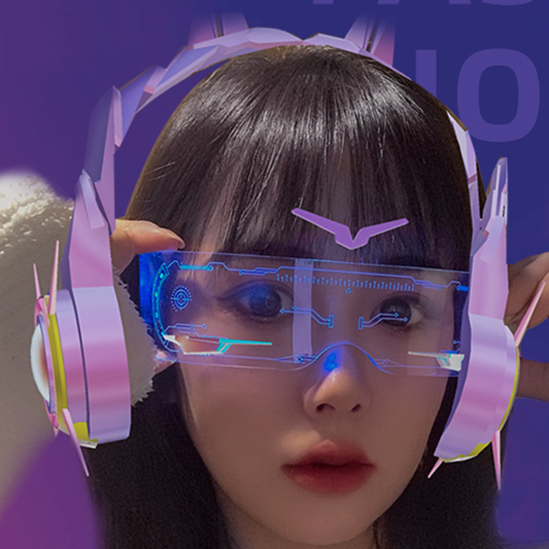 Neon Sign Party - แว่นตา LED ส่องสว่างหลากสี แว่นตาพังก์ทันสมัย สำหรับผู้ชายและผู้หญิง แว่นตาเรืองแสงสำหรับฮาโลวีน