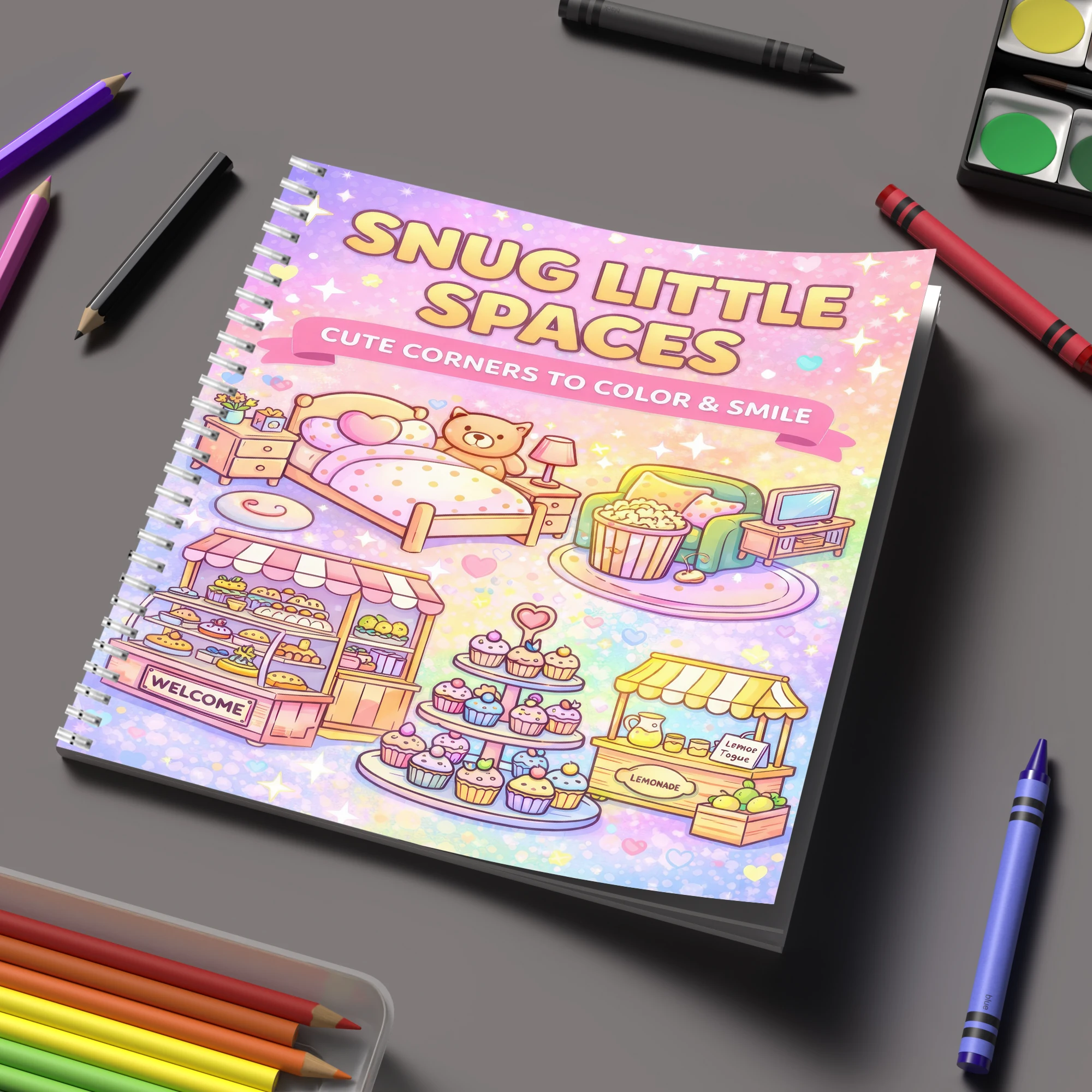 Event Supplies - สมุดระบายสี Little Spaces สำหรับผู้ใหญ่, ของขวัญวันเกิด, อุปกรณ์กลับไปโรงเรียน,