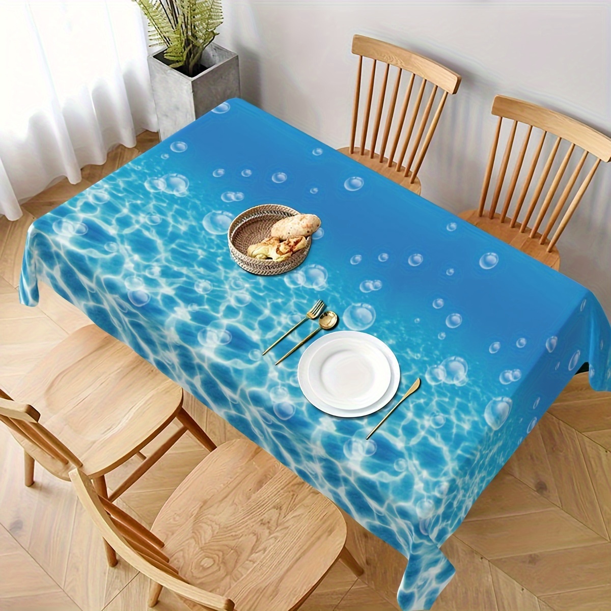 Table Cloth Disposable - 1ชิ้นคลื่นสีฟ้าน้ำทะเลเขตร้อนสามารถเช็ดผ้าปูโต๊ะ hiasan atas Meja ครัวผ้าปูโต๊ะสำหรับใช้งานกลางแจ้งและในร่ม