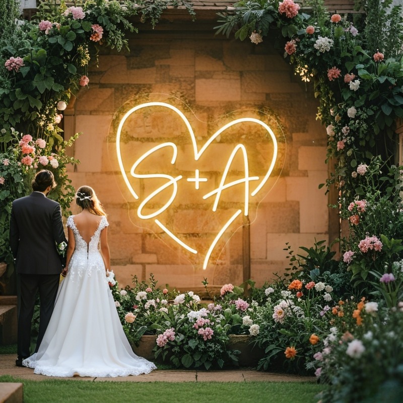 Neon Sign Party - CUSTOM Initials หัวใจ LED Neon Sign,
