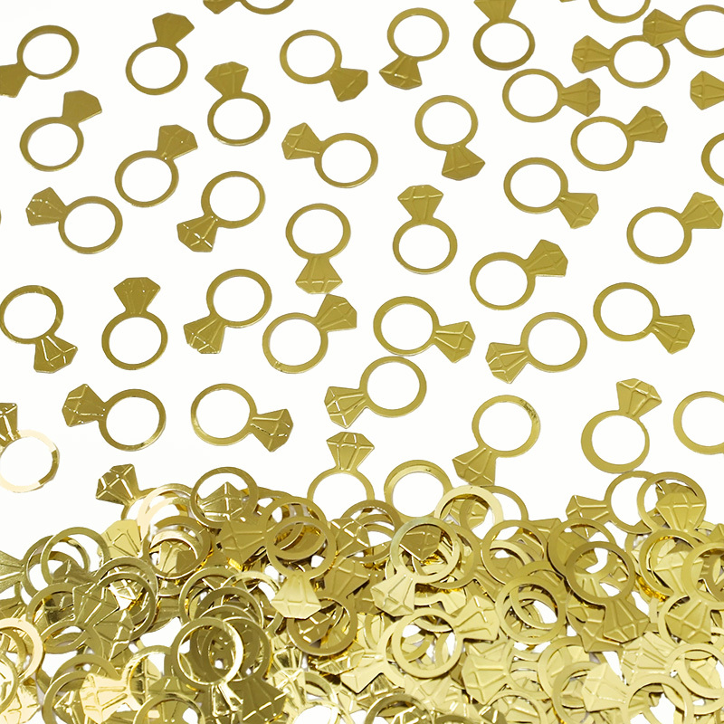 Papercraft Supply Confetti - 50 ชิ้น/ถุง แหวนเพชรทองคำเปลว สำหรับตกแต่งโต๊ะในงานแต่งงาน งานปาร์ตี้สละโสด ของตกแต่งงานฝีมือ