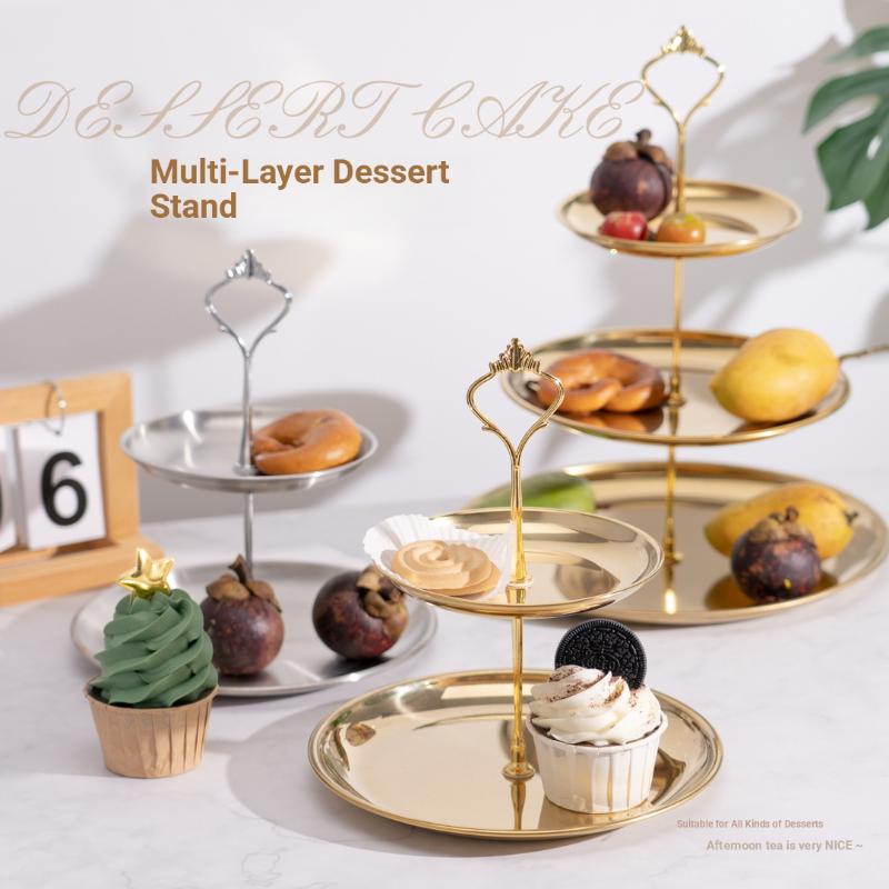 Cupcake Stand Tier - ชั้นวางเค้ก 2/3 ชั้น สีทองเงิน สำหรับงานเลี้ยง งานฉลอง