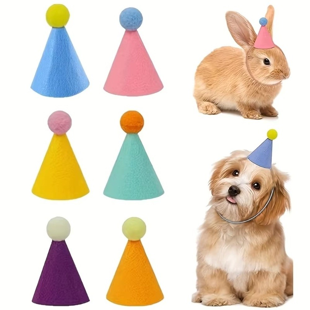 Party Hat Cone - ชุดหมวกปาร์ตี้ขนาดเล็กแบบใช้ซ้ำได้ 6 ชิ้น หมวกทรงกรวยน้ำหนักเบา สีสันสดใส หมวกปาร์ตี้