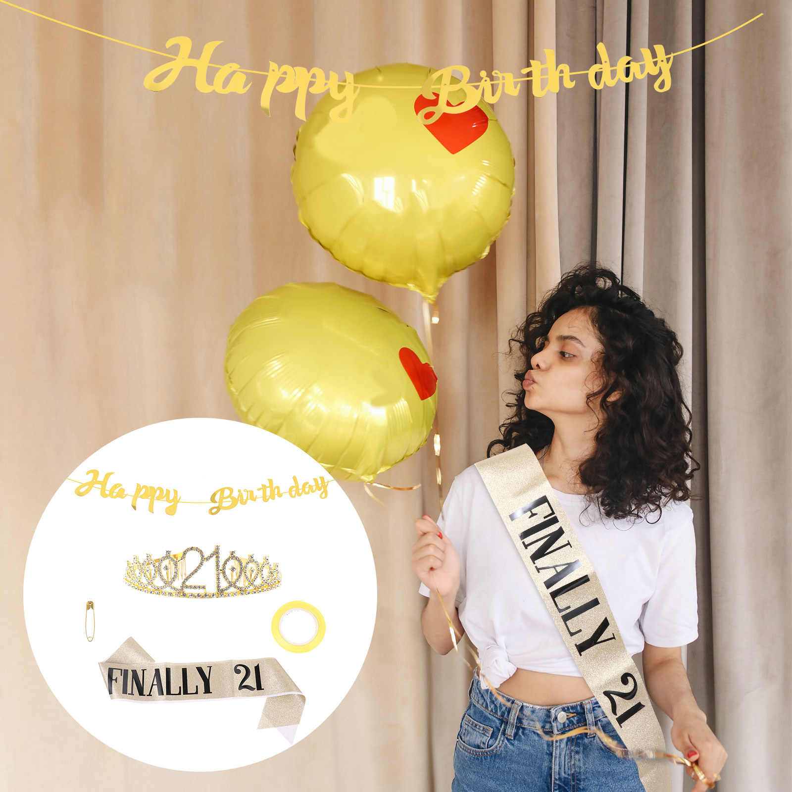 ชุดมงกุฎวันเกิดแบบกลิตเตอร์สีท - Birthday Sash Glitter บทวิจารณ์และราคา