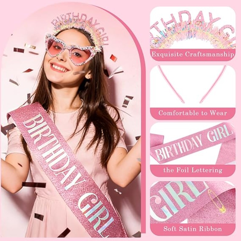 ชุด 3 ชิ้น/เซ็ต สายคาดเอววันเก - Birthday Sash Glitter บทวิจารณ์และราคา