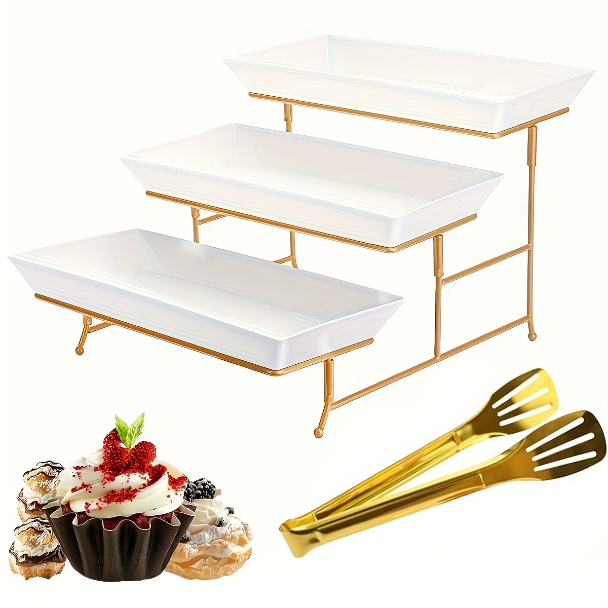 ชั้นวางเสิร์ฟแบบมีชั้นสีขาวพร้ - Cupcake Stand Tier บทวิจารณ์และราคา